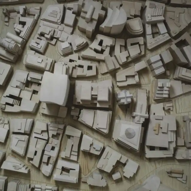 Overhead view of model city