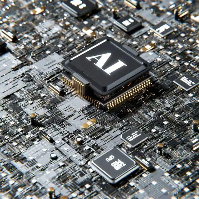 Computer chip with AI logo on it